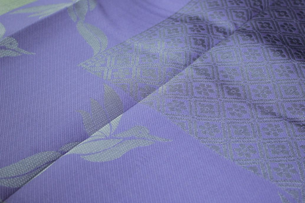 Pastel Green Kubera Pattu Saree with Zari Border and Peacock Style Design, Blouse Included