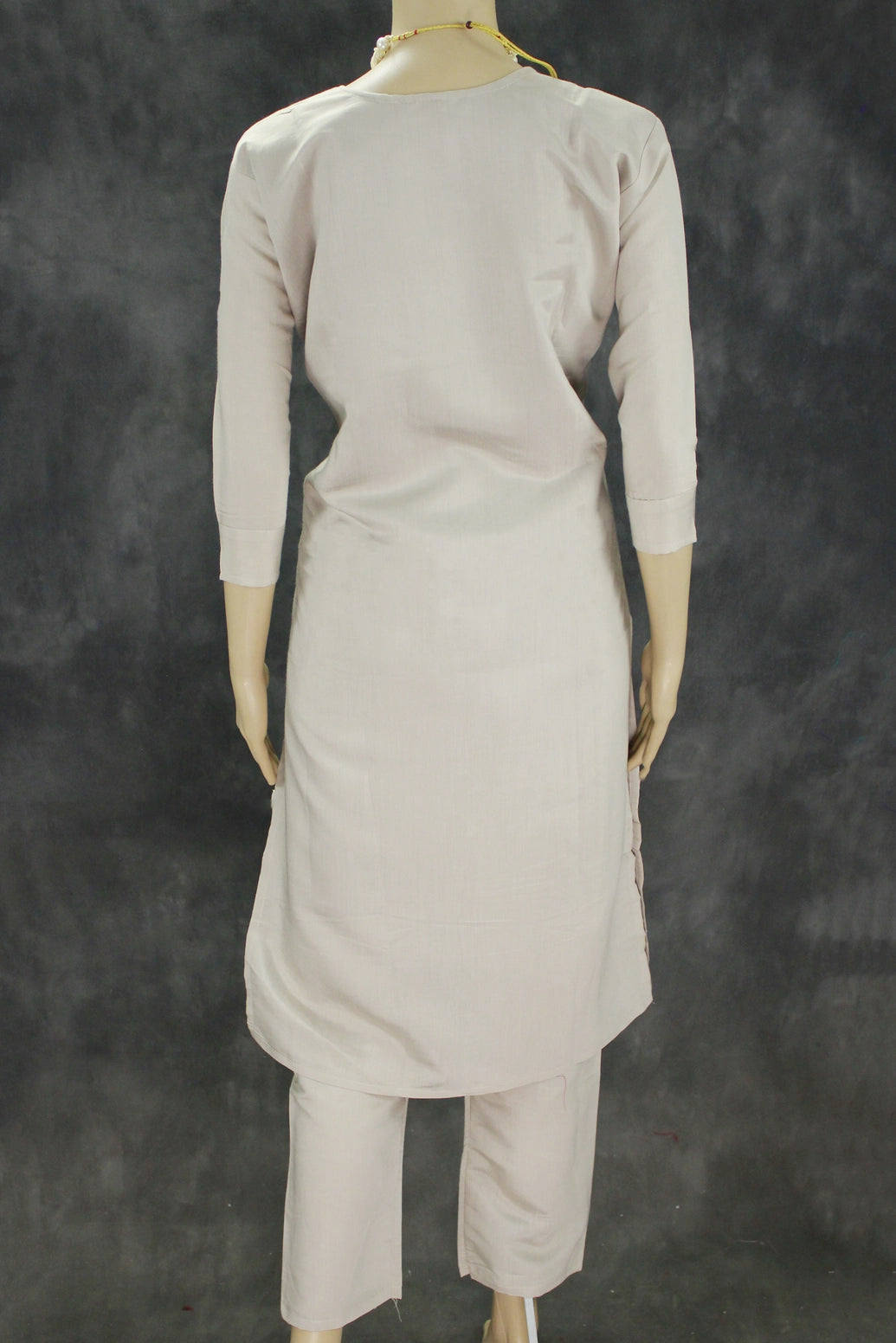 Elegant Beige Roman Silk 3 Piece Set with Embroidery