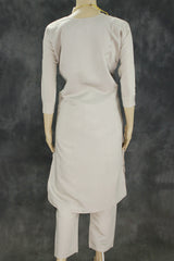 Elegant Beige Roman Silk 3 Piece Set with Embroidery