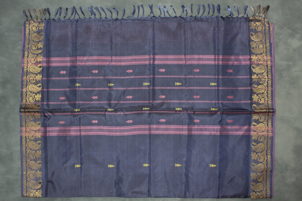 Vaazhai Naar (Banana Pith) Saree with Zari Border and Butta - Dark Peach