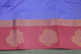 Lavender Emboss Silk Saree with Floral Design and Satin Border, Comes with Blouse