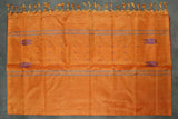 Orange Vaazhai Naar (Banana Pith) Saree with Small Butta and Subtle Pallu Stripes