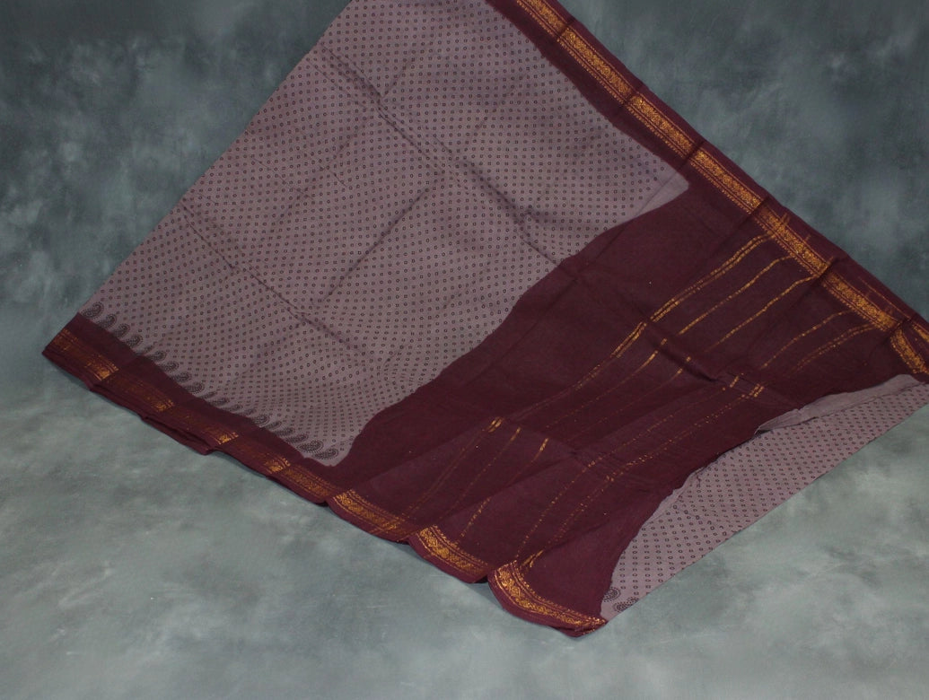 Elegant Poly Cotton Floral Brown Saree for Daily and Festive Wear Saree JCS Fashions