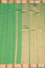 Green Silk Cotton Saree with Beautiful Zari Border and Blouse Piece, Traditional Woven Design