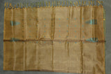Banana Pith (Vaazhai Naar) Golden Brown Borderless Saree with Teal Butta Motifs - Handwoven