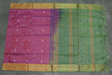 Olive Green Vaazhai Naar (Banana Pith) Saree with Zari Border and Butta Motifs