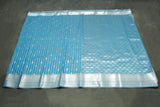 Blue Soft Silk Bridal Vaira Oosi Saree with Silver Zari Border and Blouse