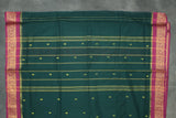 Dark Green Poly Cotton Butta Saree with Maroon Zari Border Saree JCS Fashions