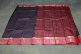 Purple Emboss Silk Saree with Floral Design Satin Border and Blouse