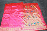 Bright Pink Paithani Pure Silk Saree with Zari Woven Peacock Pallu and Designer Border