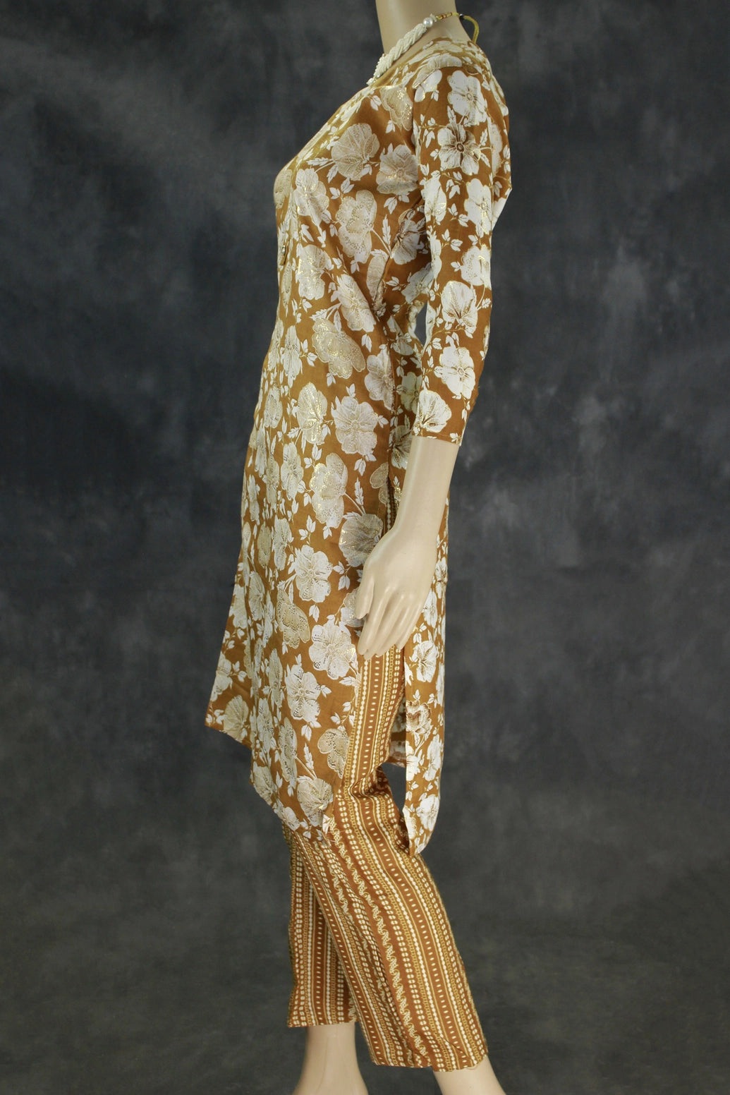 Golden Brown Cotton Kurta Set with Pant