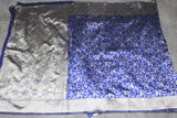 Blue Banarasi Handloom Satin Saree with Woven Embroidered Floral Print and Blouse