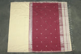 Eswari Textiles Maheswari Silk Cotton Saree with Butta & Zari Border, Cream Body, Blouse Piece Included