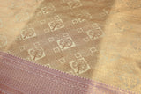 Cream Bridal Kubera Pattu Silk Saree with Grand Pallu & Full Body Zari Work, Comes with Blouse