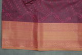 Maroon Emboss Silk Saree with Contrast Zari-Style Border and Semi Silk Design