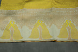 Mustard Yellow Kubera Silk Saree with Peacock Border and Contrast Pattern, Semi Silk Saree with Blouse