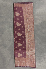 Maroon Soft Silk Saree with Rich Pallu and Pure Zari Floral Weave, Includes Blouse