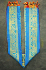 Blue Zari Pattu Shawl (Ponnadai) for Arangetram and Events, Traditional Silk-Style Tassels