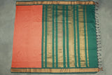 Burnt Orange Kalyani Cotton Saree with Puthha Design and Zari Border and Blouse