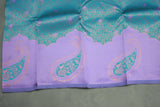 Teal Kubera Pattu Saree with Mango Design Border & Blouse, Semi Silk Traditional Wear