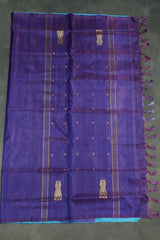 Violet Banana Pith (Vaazhai Naar) Handloom Saree, Borderless Full Body with Small Butta and Contrast Pallu