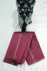 Maroon Silk Cotton Saree with Zari Border, Borderless Design, Comes with Blouse Piece