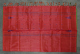 Banana Pith (Vaazhai Naar) Red & Green Borderless Saree with Small Buttas