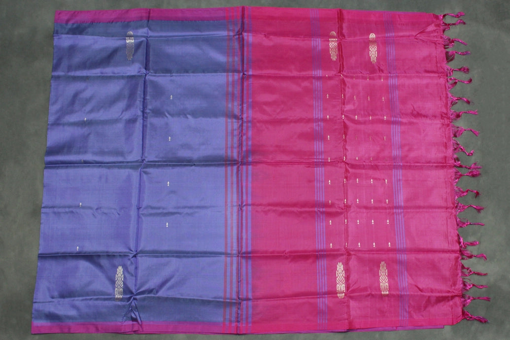 Purple & Magenta Pink Vaazhai Naar (Banana Pith) Borderless Saree with Small Butta
