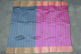Grey Semi Silk Emboss Saree with Elegant Border, Leaf Motif Weave and Traditional Look