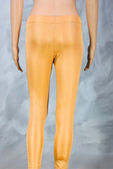 Gold Shimmer Ankle Length Leggings for Women, Stretch Fit 80% Polyester 20% Spandex