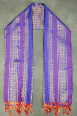 Violet Ponnadai Poly Silk Jacquard Temple Shawl with Zari Pattern and Tassels for Pooja, Weddings, Functions