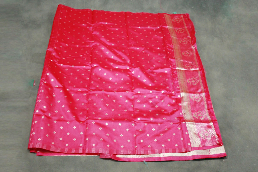 Dark Pink Paithani Tissue Fabric Saree with Zari Weaving and Blouse