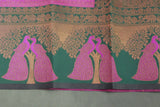 Magenta Pink Kubera Silk Saree with Peacock Design Border and Contrast Pallu for Women