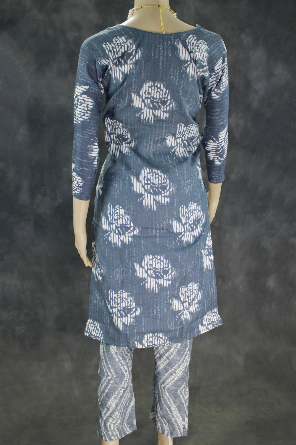 Navy Blue Cotton 2-Piece Kurta Set with Printed Floral Design