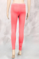 Peach Ankle Length 4 Way Lycra Leggings for Women, Smooth Silicon-Wash Finish, Belt Style