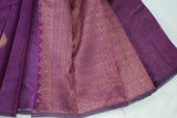 Violet Silk Cotton Saree with Zari Border and Matching Blouse