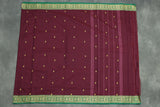 Dark Purple Poly Cotton Butta Saree with Green Thread Border Saree JCS Fashions