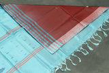 Light Blue Vaazhai Naar (Banana Pith) Borderless Saree with Subtle Butta Motifs for Traditional Wear
