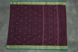 Dark Purple Poly Cotton Butta Saree with Green Threaded Border Saree JCS Fashions