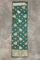 Dark Green Soft Silk Marathi Tadka Zari Floral Saree with Rich Pallu and Matching Blouse