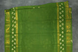 Pure Sungudi Cotton Bandhani Saree with Golden Zari Border - Dark Brown & Green Saree JCS Fashions
