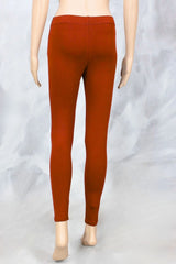 Rust Brown Ankle Length 4-Way Lycra Leggings for Women, Silicon Wash Finish