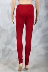 Maroon 4-Way Lycra Cotton Leggings for Women | Thick, Smooth Finish, Stretch Fit
