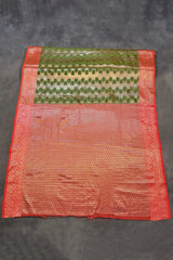 Mehendi Green Cotton Organza Designer Saree with Stone Work & Floral Pallu, Fancy Pattern Saree with Blouse