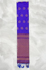 Purple Semi Soft Silk Saree with Contrast Border, Delicate Gold Zari Buttas and Traditional Floral Zari Border