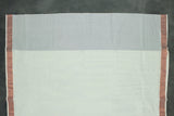 Pure Kerala Cotton White Saree with Copper Zari Peacock & Floral Embroidery