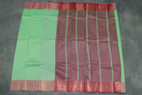 Mint Blue Emboss Silk Saree with Copper Border and Semi Silk Texture for Traditional Wear