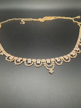 Rose Gold-Tone Scallop Crystal Hip Chain with Adjustable Extension Jewelry JCS Fashions
