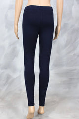 Dark Navy Blue 4-Way Lycra Cotton Leggings for Women, Smooth Finish, Thick Skin-Tight Comfort