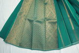 Green Silk Cotton Saree with Zari Border and Running Blouse